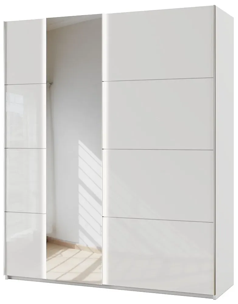 Miramar 2 Door Sliding Wardrobe - White, Glass