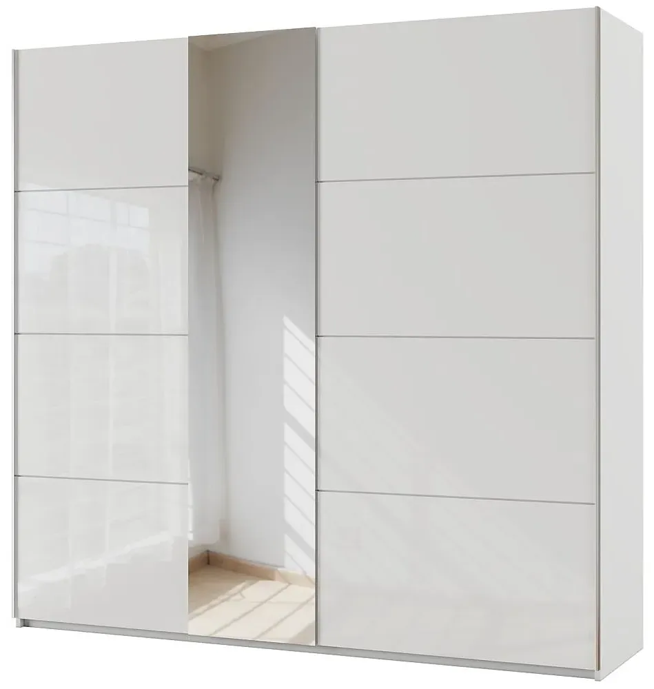 Miramar 2 Door Sliding Wardrobe - White, Glass