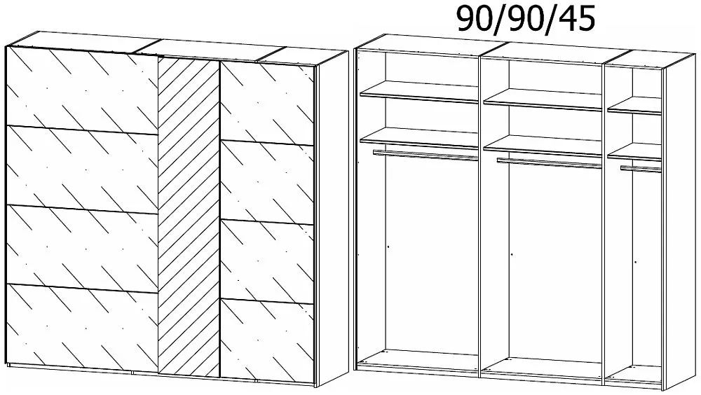 Miramar 2 Door Sliding Wardrobe - White, Glass