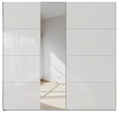 Miramar 2 Door Sliding Wardrobe - White, Glass