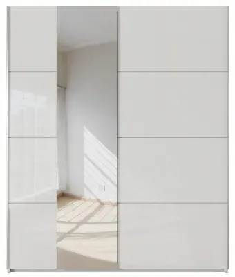Miramar 2 Door Sliding Wardrobe - White, Glass