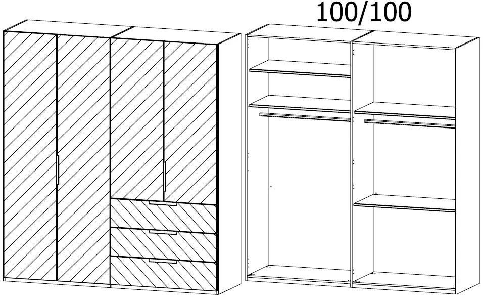Miramar 4 Door Combi Wardrobe - Black