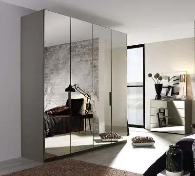 Miramar 4 Door Full Mirrored Wardrobe - Silk Grey