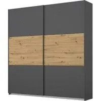 Miro 175cm 2 Door Sliding Wardrobe - Grey, Oak