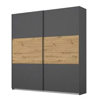 Miro 175cm 2 Door Sliding Wardrobe - Grey, Oak image