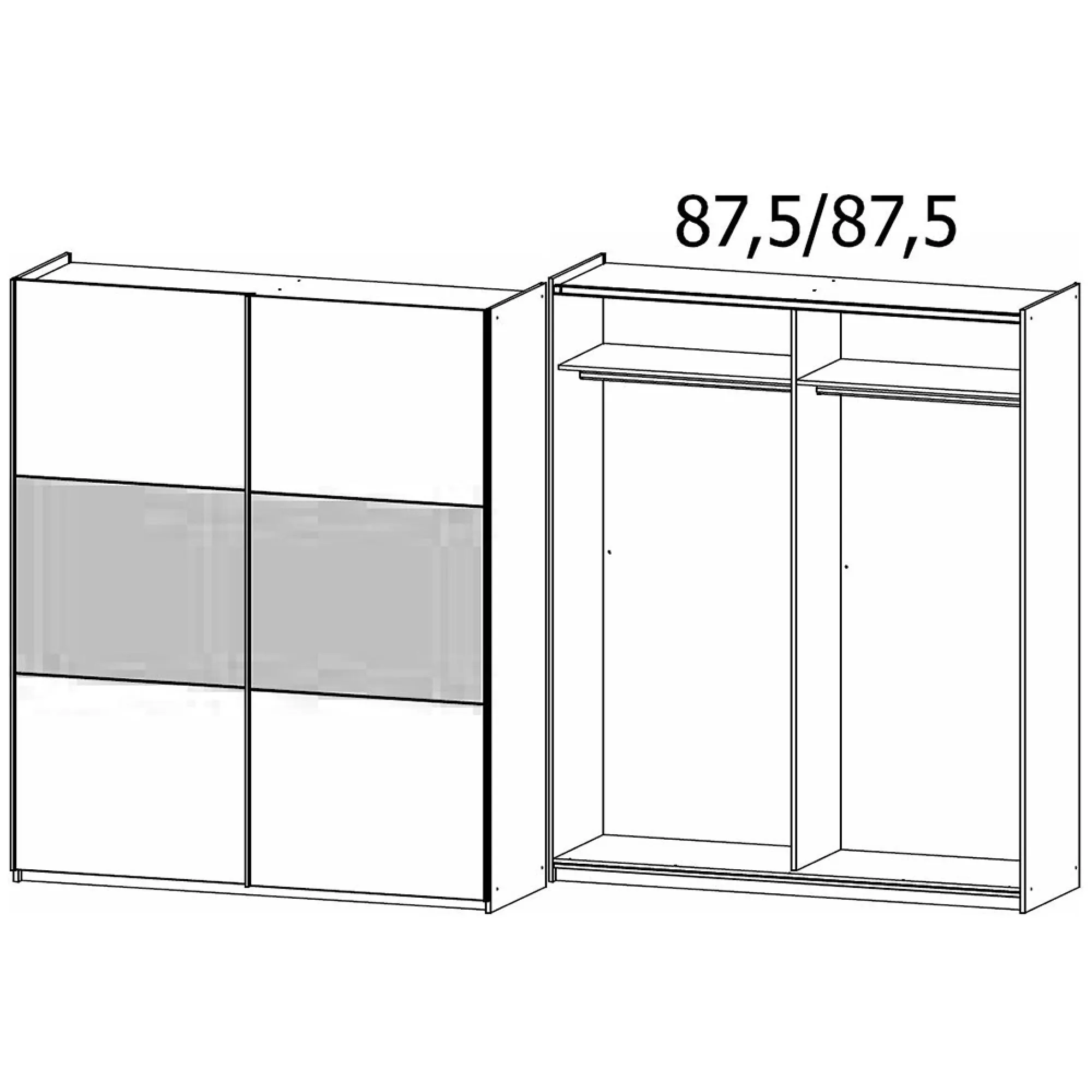 Miro 175cm 2 Door Sliding Wardrobe - White, Oak