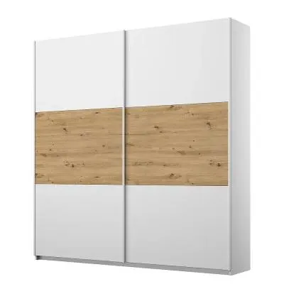 Miro 175cm 2 Door Sliding Wardrobe - White, Oak