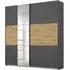 Miro 175cm 2 Door Sliding Wardrobe with Mirror - Grey, Oak