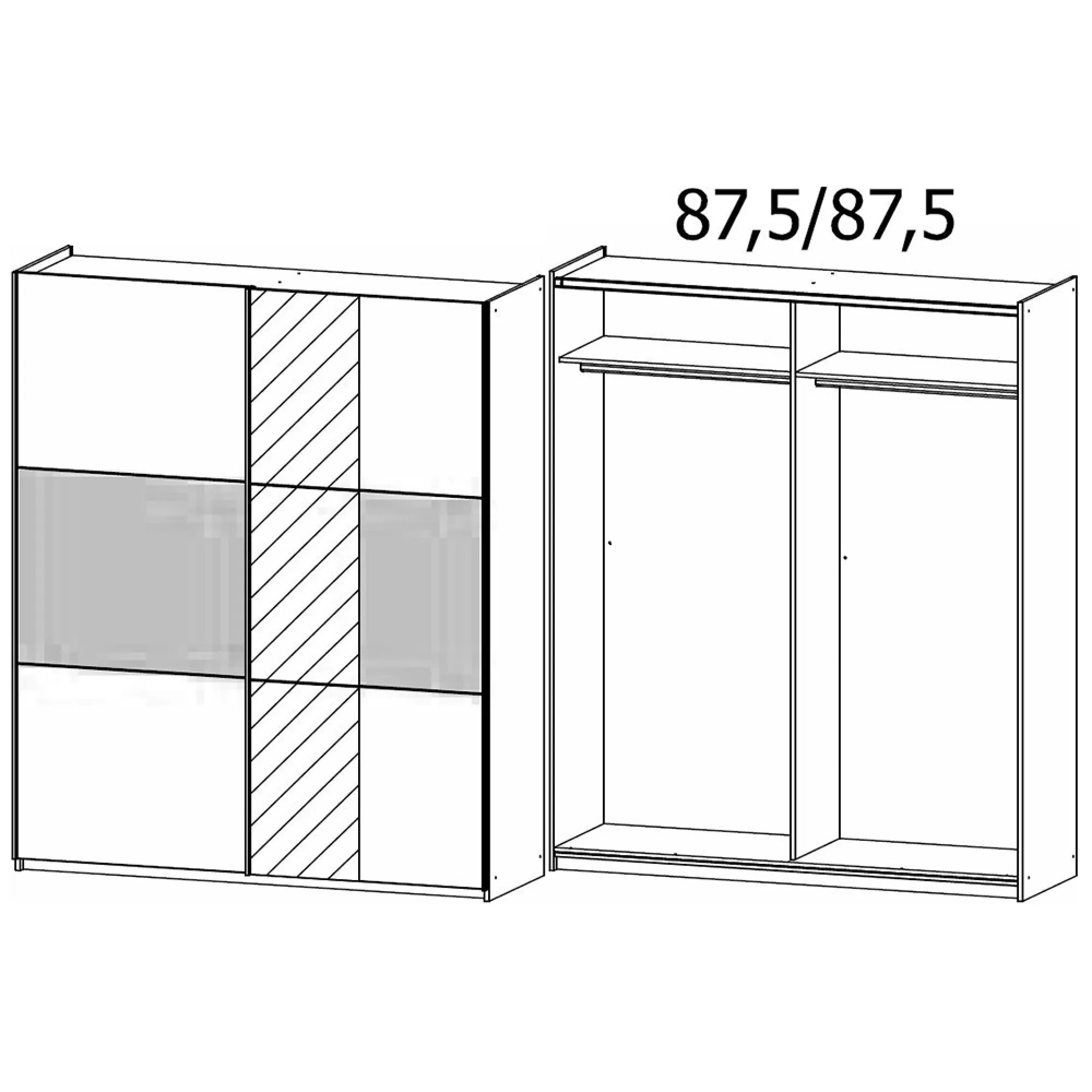 Miro 175cm 2 Door Sliding Wardrobe with Mirror - Oak, Black