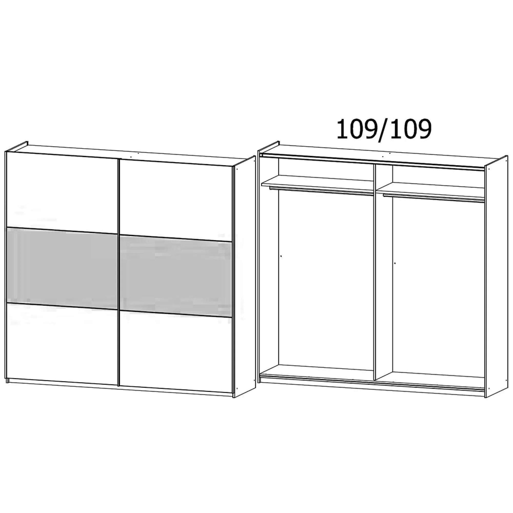 Miro 2 Door Sliding Wardrobe - Alpine White, Black Oak