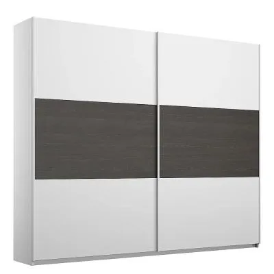 Miro 2 Door Sliding Wardrobe - Alpine White, Black Oak image