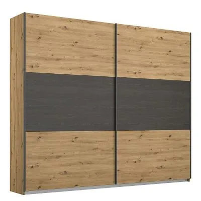 Miro 2 Door Sliding Wardrobe - Artisan Oak, Black Oak