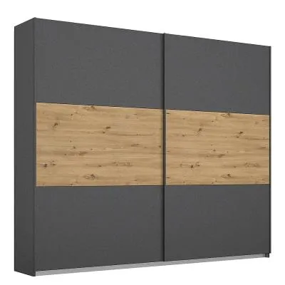 Miro 2 Door Sliding Wardrobe - Grey, Oak