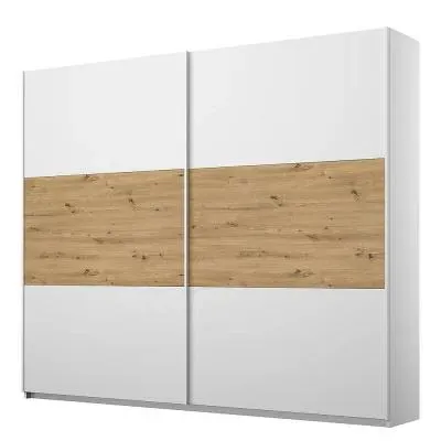 Miro 2 Door Sliding Wardrobe - White, Oak