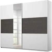 Miro 2 Door Sliding Wardrobe with Mirror - White, Oak