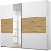 Miro 2 Door Sliding Wardrobe with Mirror - White, Oak