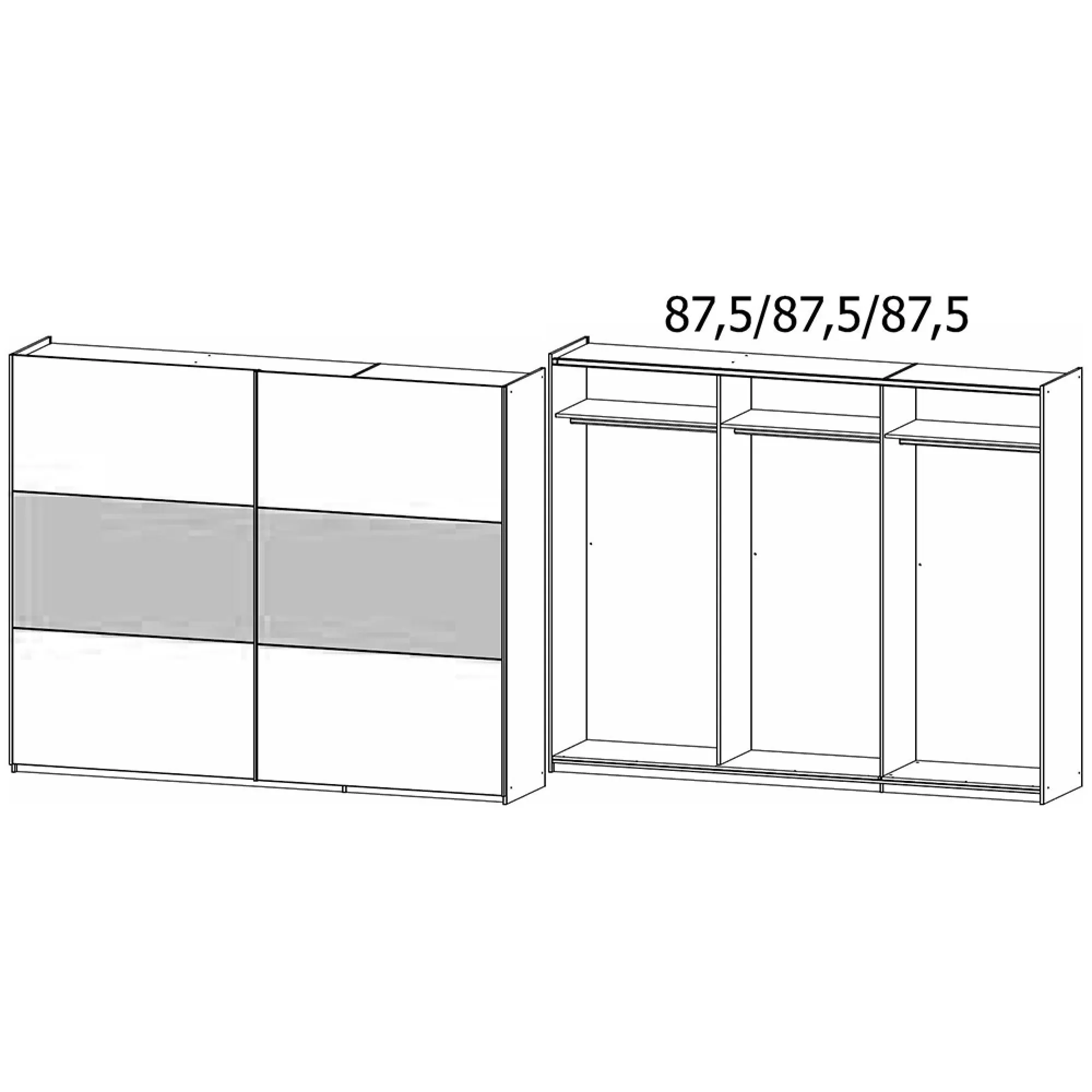 Miro 261cm 2 Door Sliding Wardrobe - Alpine White, Black Oak