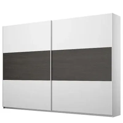 Miro 261cm 2 Door Sliding Wardrobe - Alpine White, Black Oak image