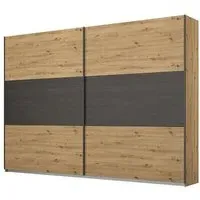 Miro 261cm 2 Door Sliding Wardrobe - Artisan Oak, Black Oak