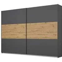 Miro 261cm 2 Door Sliding Wardrobe - Metallic Dark Grey, Artisan Oak