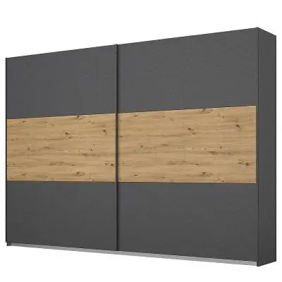 Miro 261cm 2 Door Sliding Wardrobe - Metallic Dark Grey, Artisan Oak
