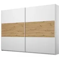 Miro 261cm 2 Door Sliding Wardrobe - White, Oak