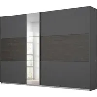 Miro 261cm 2 Door Sliding Wardrobe with Mirror - Grey, Oak