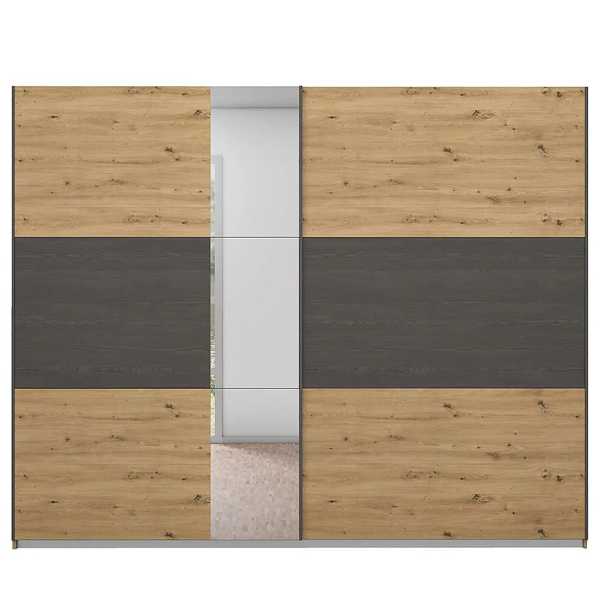Miro 261cm 2 Door Sliding Wardrobe with Mirror - Oak