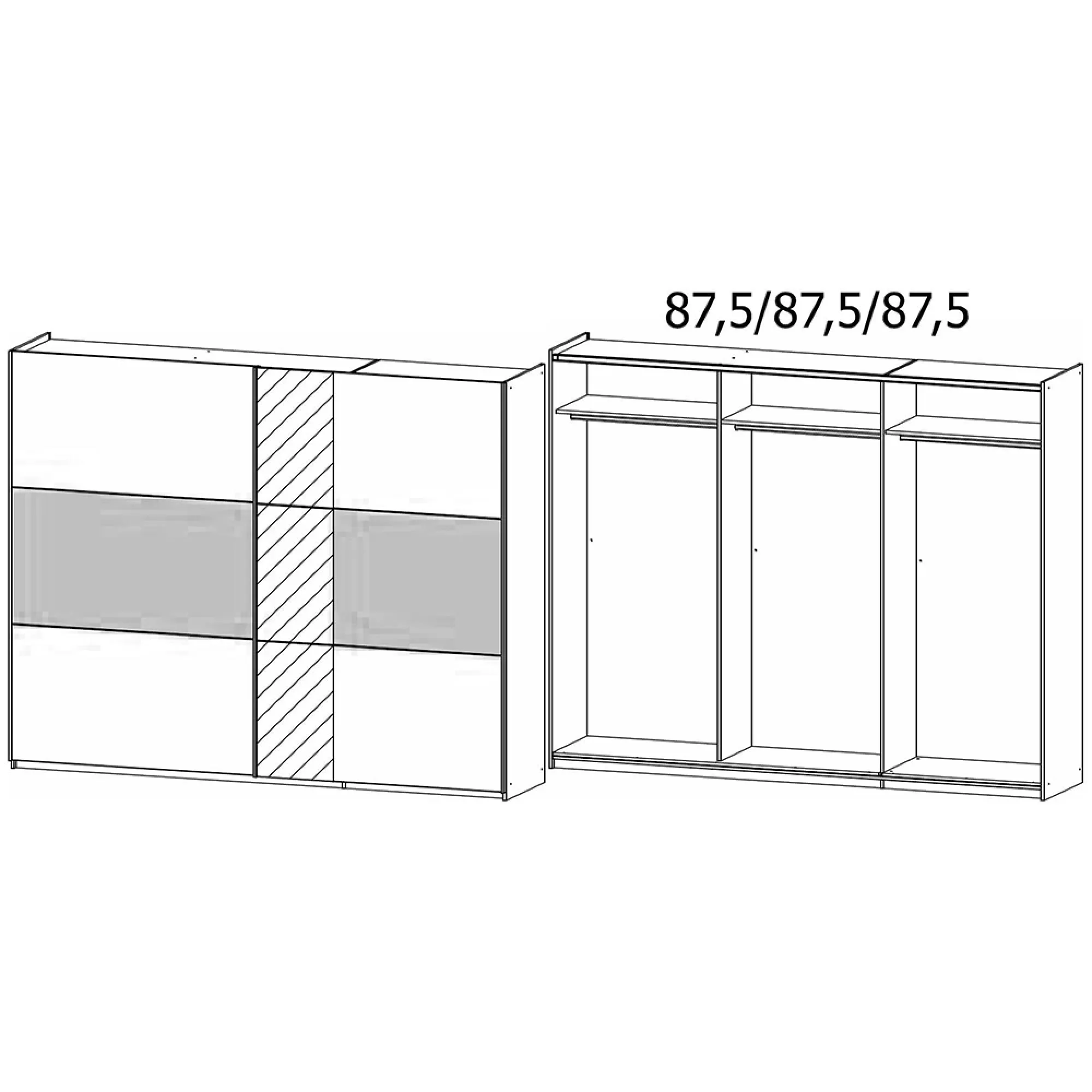 Miro 261cm 2 Door Sliding Wardrobe with Mirror - Oak