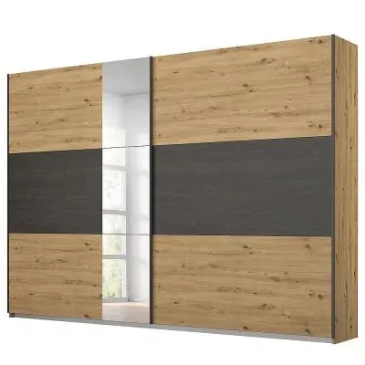 Miro 261cm 2 Door Sliding Wardrobe with Mirror - Oak