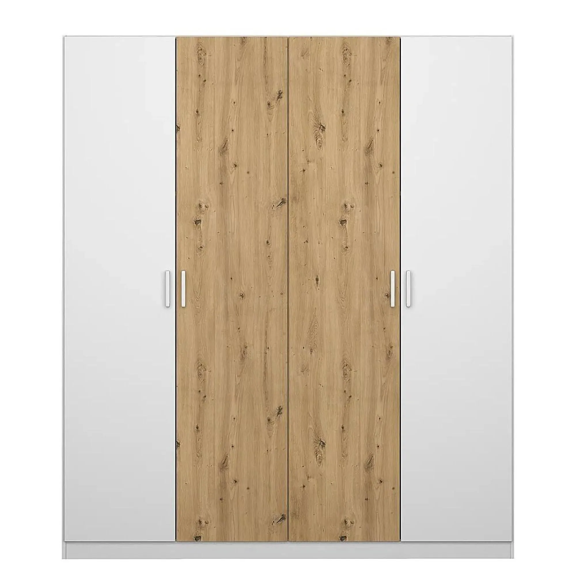 Miro 4 Door Wardrobe - Alpine White, Artisan Oak