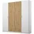 Miro 4 Door Wardrobe - Alpine White, Artisan Oak