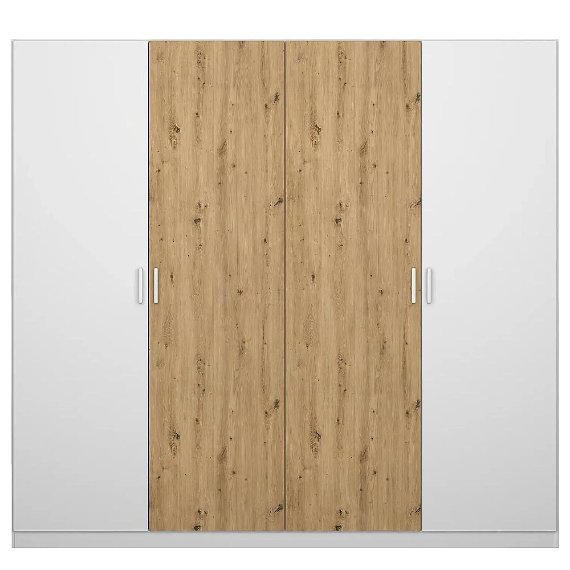 Miro 4 Door Wardrobe - Alpine White, Artisan Oak