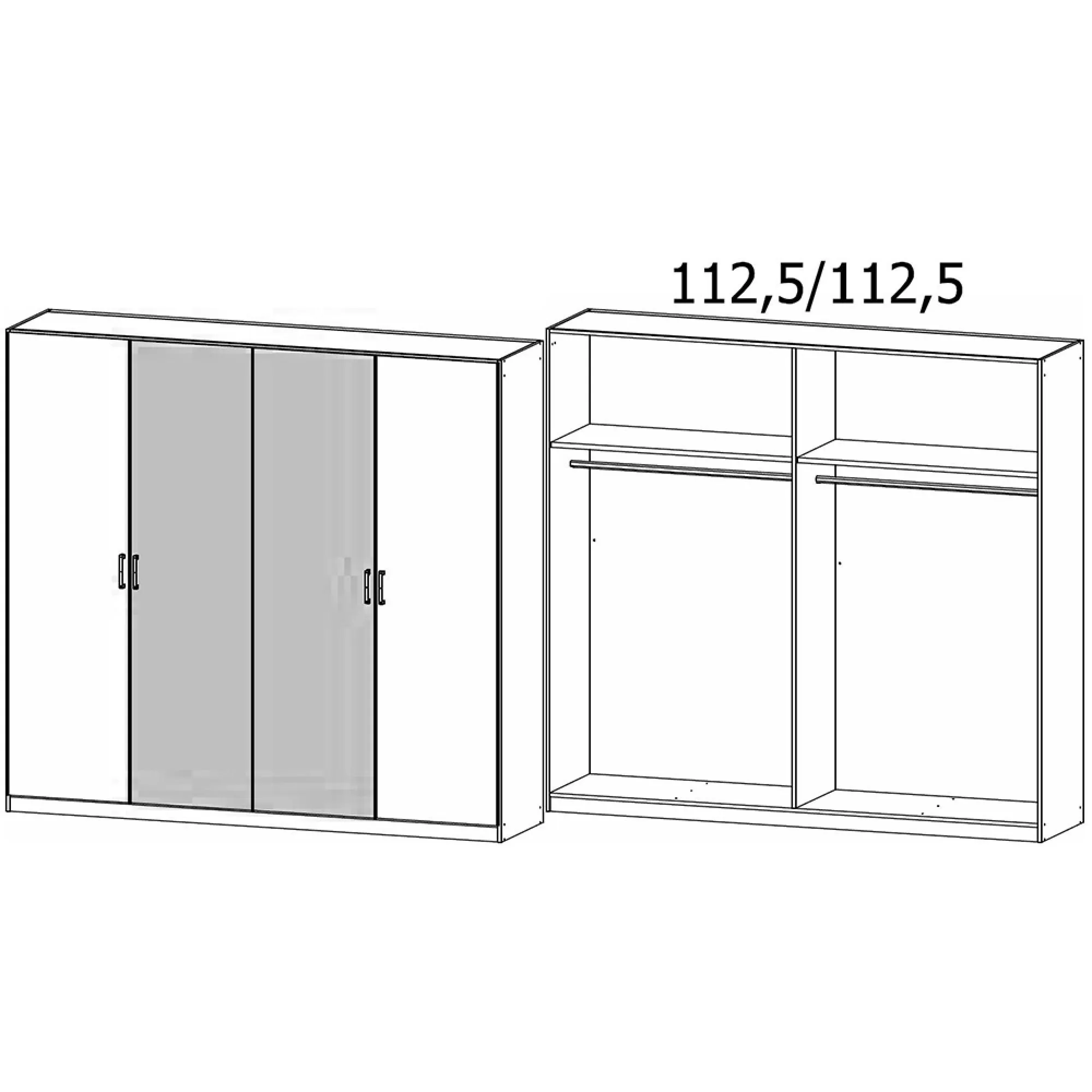 Miro 4 Door Wardrobe - Alpine White, Artisan Oak
