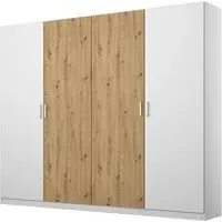 Miro 4 Door Wardrobe - Alpine White, Artisan Oak