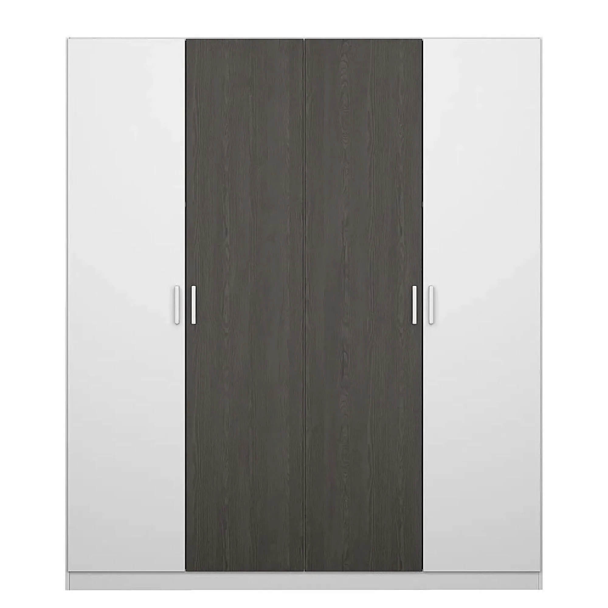 Miro 4 Door Wardrobe - Alpine White, Black Oak