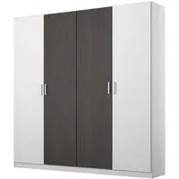 Miro 4 Door Wardrobe - Alpine White, Black Oak