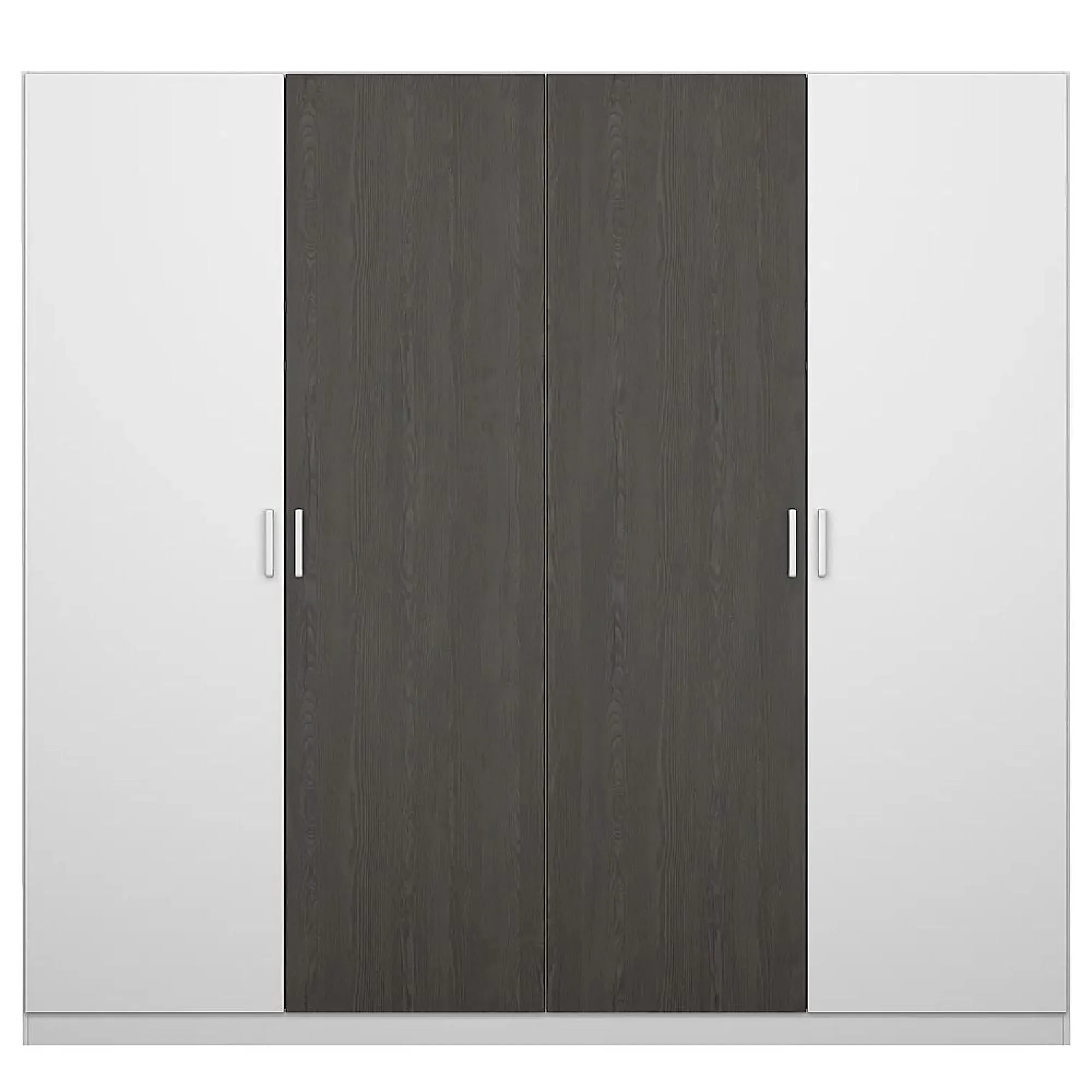 Miro 4 Door Wardrobe - Alpine White, Black Oak