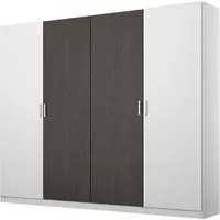 Miro 4 Door Wardrobe - Alpine White, Black Oak
