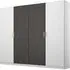 Miro 4 Door Wardrobe - Alpine White, Black Oak
