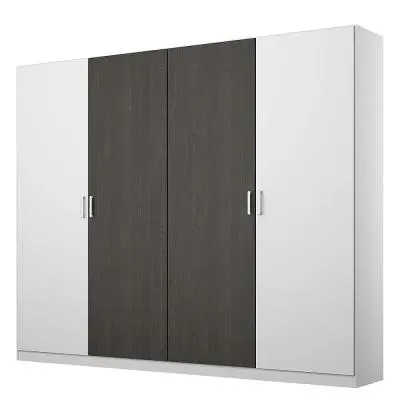 Miro 4 Door Wardrobe - Alpine White, Black Oak