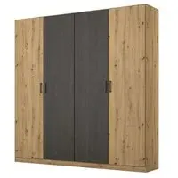 Miro 4 Door Wardrobe - Artisan Oak, Black Oak