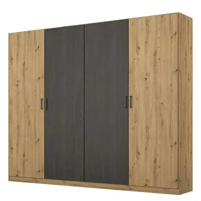 Miro 4 Door Wardrobe - Artisan Oak, Black Oak