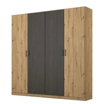Miro 4 Door Wardrobe - Artisan Oak, Black Oak