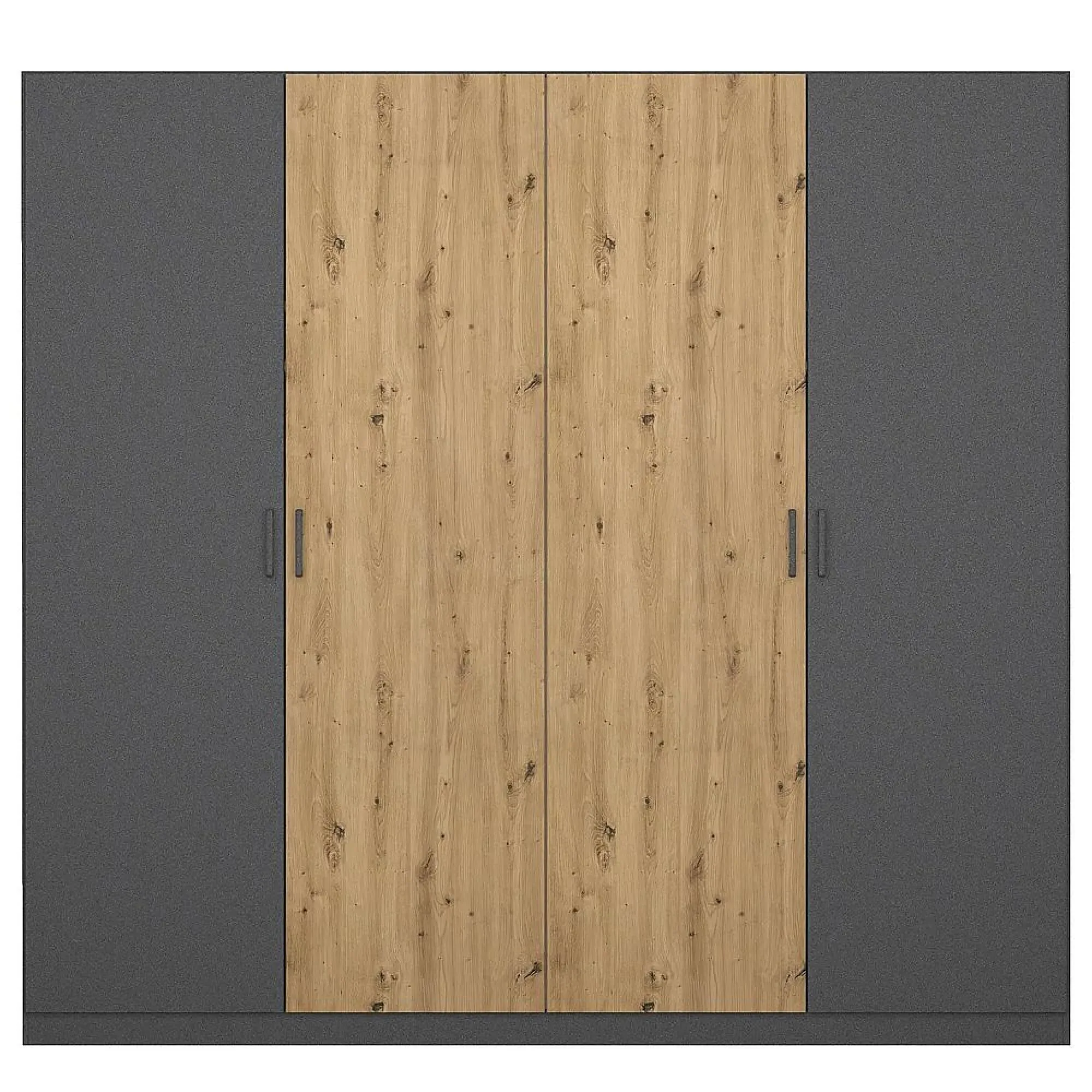 Miro 4 Door Wardrobe - Metallic Dark Grey, Artisan Oak