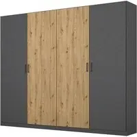 Miro 4 Door Wardrobe - Metallic Dark Grey, Artisan Oak