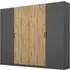 Miro 4 Door Wardrobe - Metallic Dark Grey, Artisan Oak