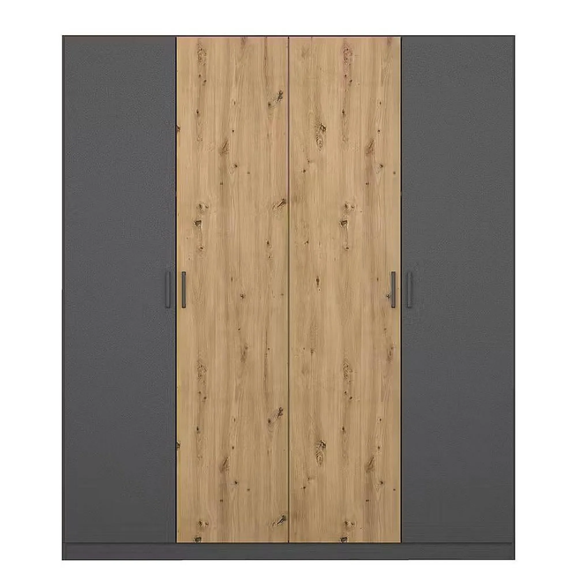 Miro 4 Door Wardrobe - Metallic Dark Grey, Artisan Oak