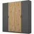 Miro 4 Door Wardrobe - Metallic Dark Grey, Artisan Oak