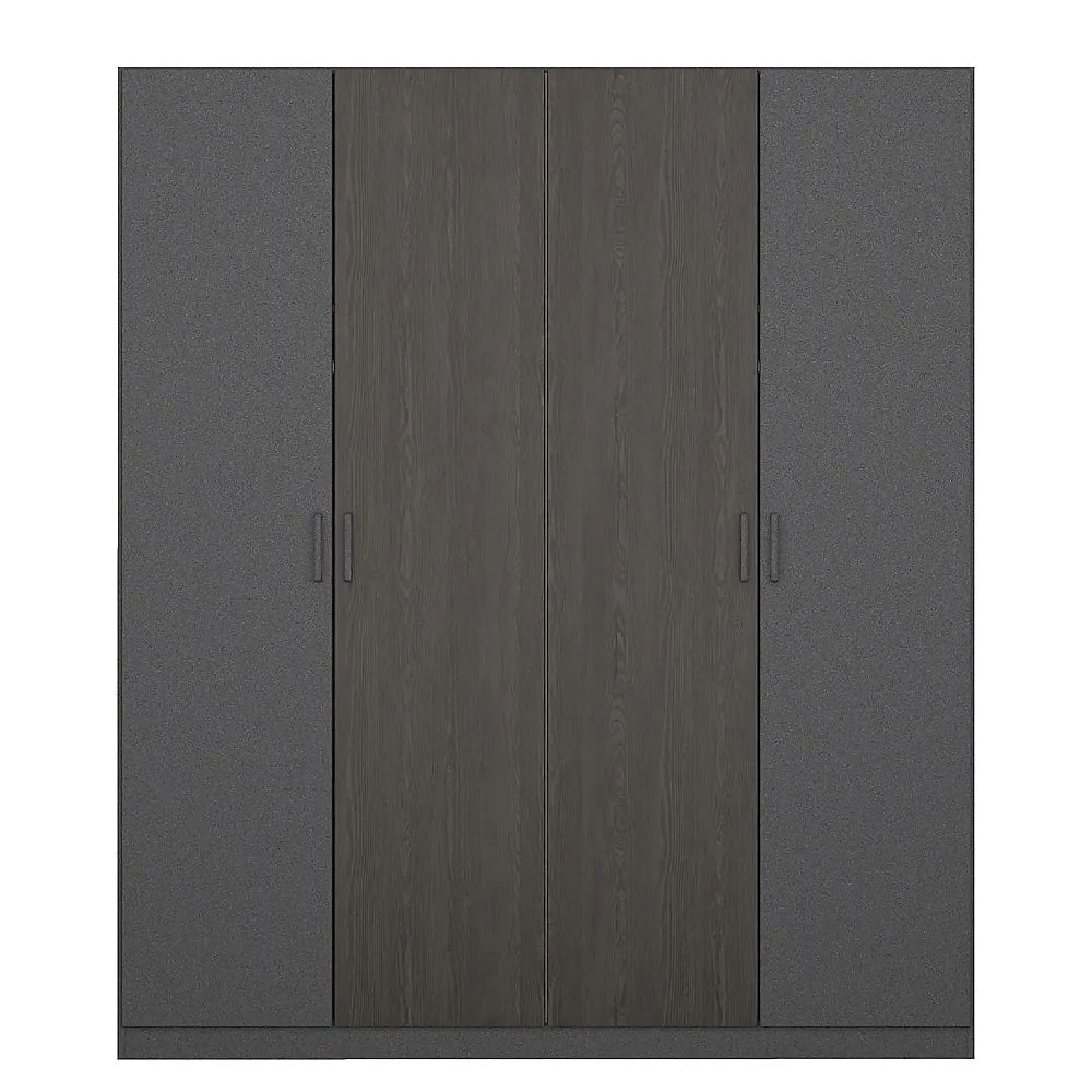 Miro 4 Door Wardrobe - Metallic Dark Grey, Black Oak